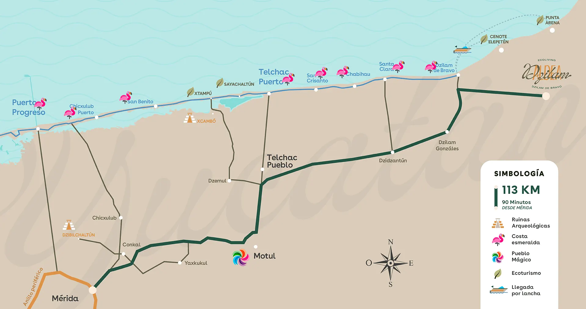 Mapa de Aldea Dzilam — Dzilam González, Yucatán